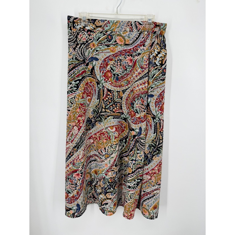 Vince Camuto Skirt Women Large Multicolor Paisley Floral Midi A-Line boho Fairy - Picture 2 of 8